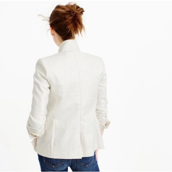 J. Crew Regent Blazer Jacket Linen Blend Metallic Thread Cream Ivory 6P - Picture 3 of 13